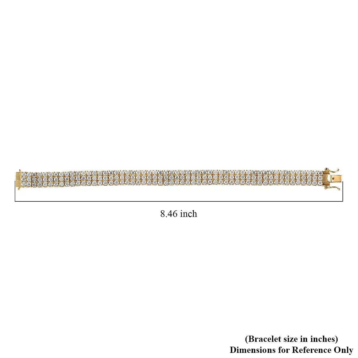 Moissanite 18.85 ctw 3 Row Bracelet in Vermeil Yellow Gold Over Sterling Silver, Moissanite Jewelry, Birthday Anniversary Gift For Her (8.00 In) image number 6