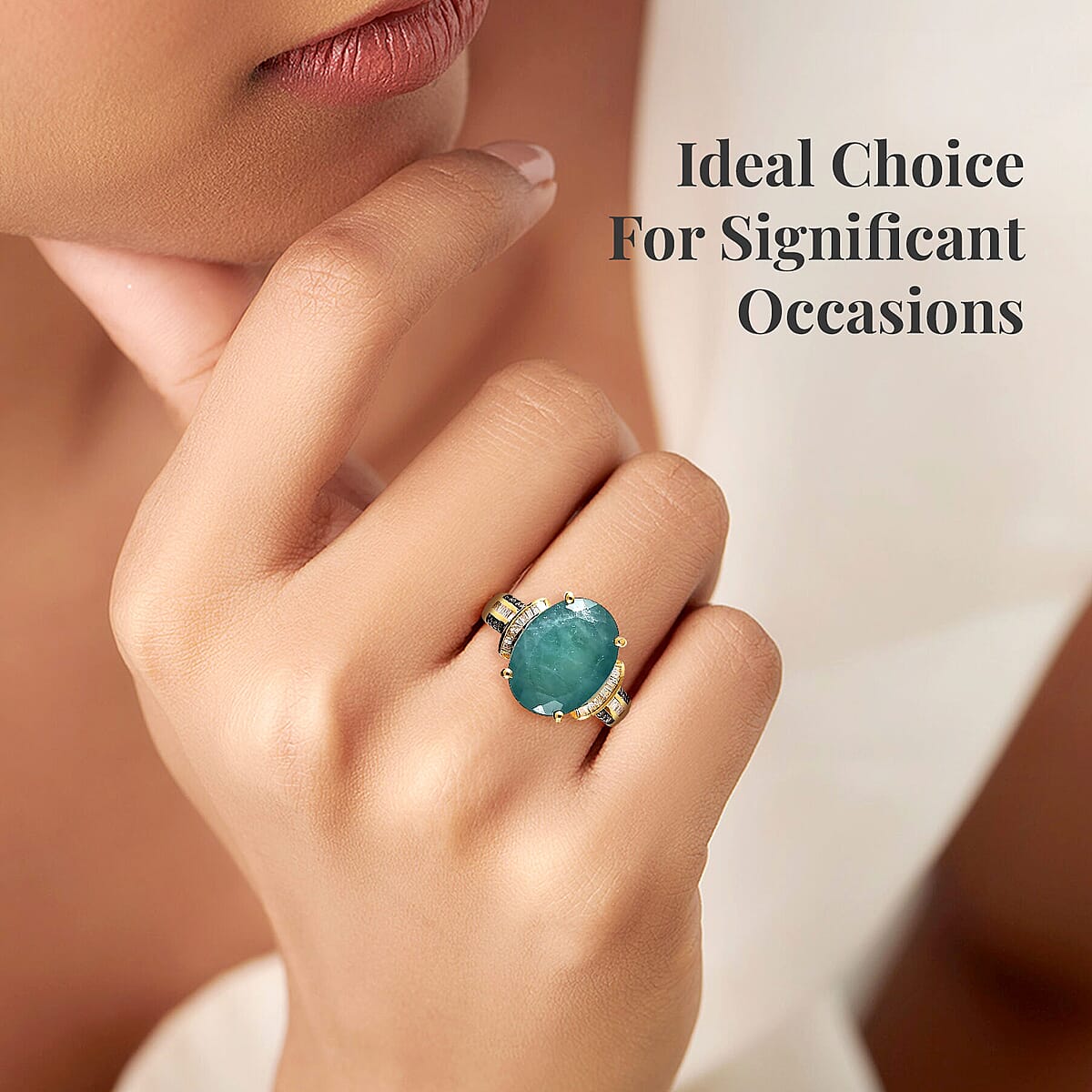 Premium Grandidierite, Natural Champagne and White Diamond (0.30 cts) Ring in Vermeil YG Over Sterling Silver (Size 6.0) 11.65 ctw image number 5