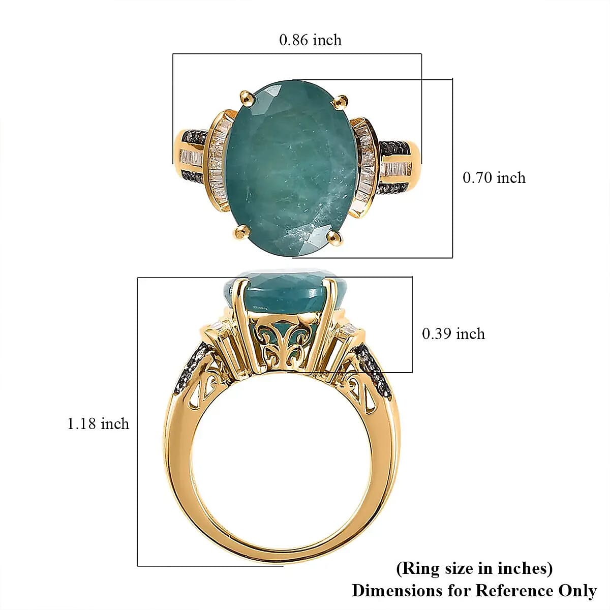 Premium Grandidierite, Natural Champagne and White Diamond (0.30 cts) Ring in Vermeil YG Over Sterling Silver (Size 6.0) 11.65 ctw image number 6