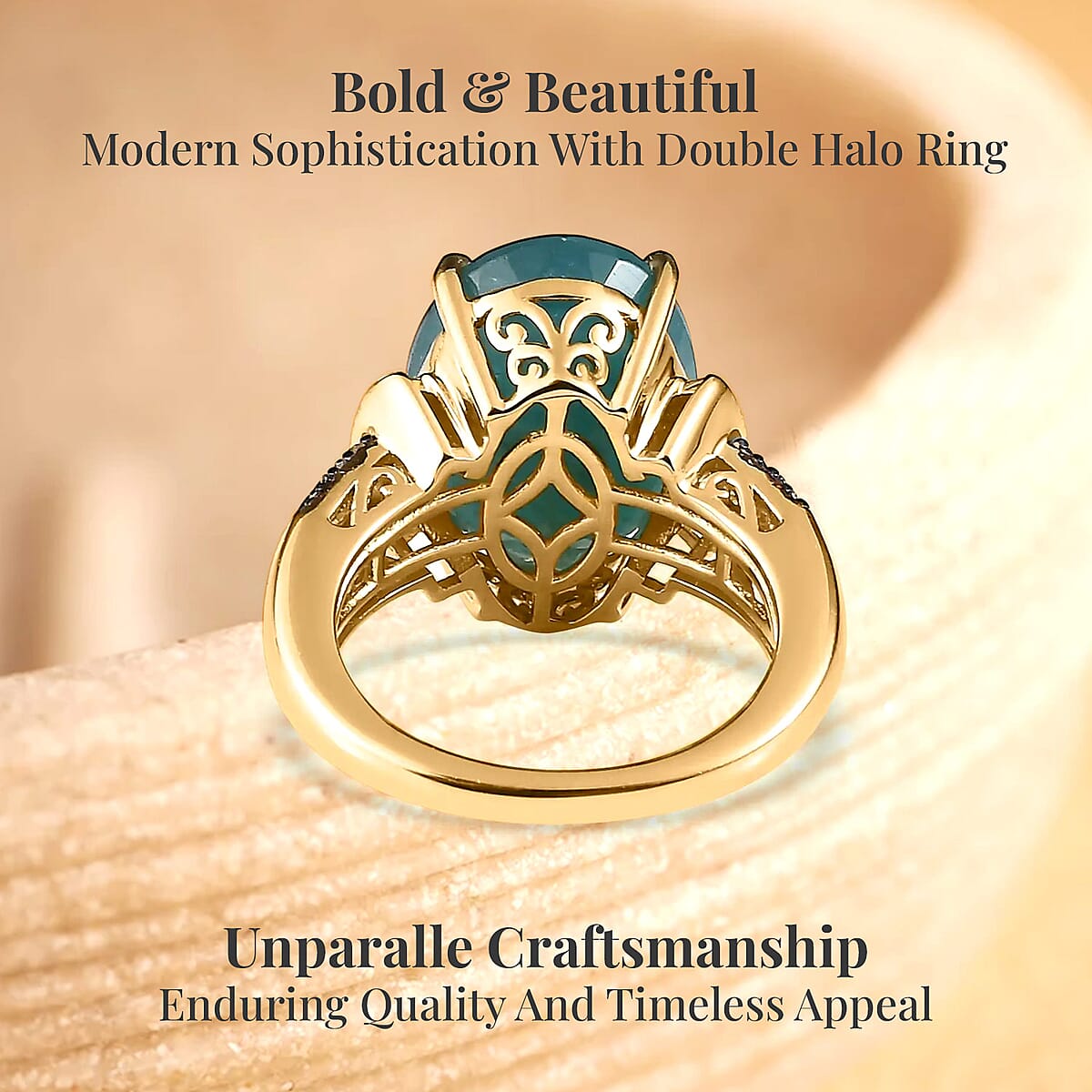 Premium Grandidierite, Natural Champagne and White Diamond 11.65 ctw Ring in Vermeil Yellow Gold Over Sterling Silver (Size 9.0) image number 3