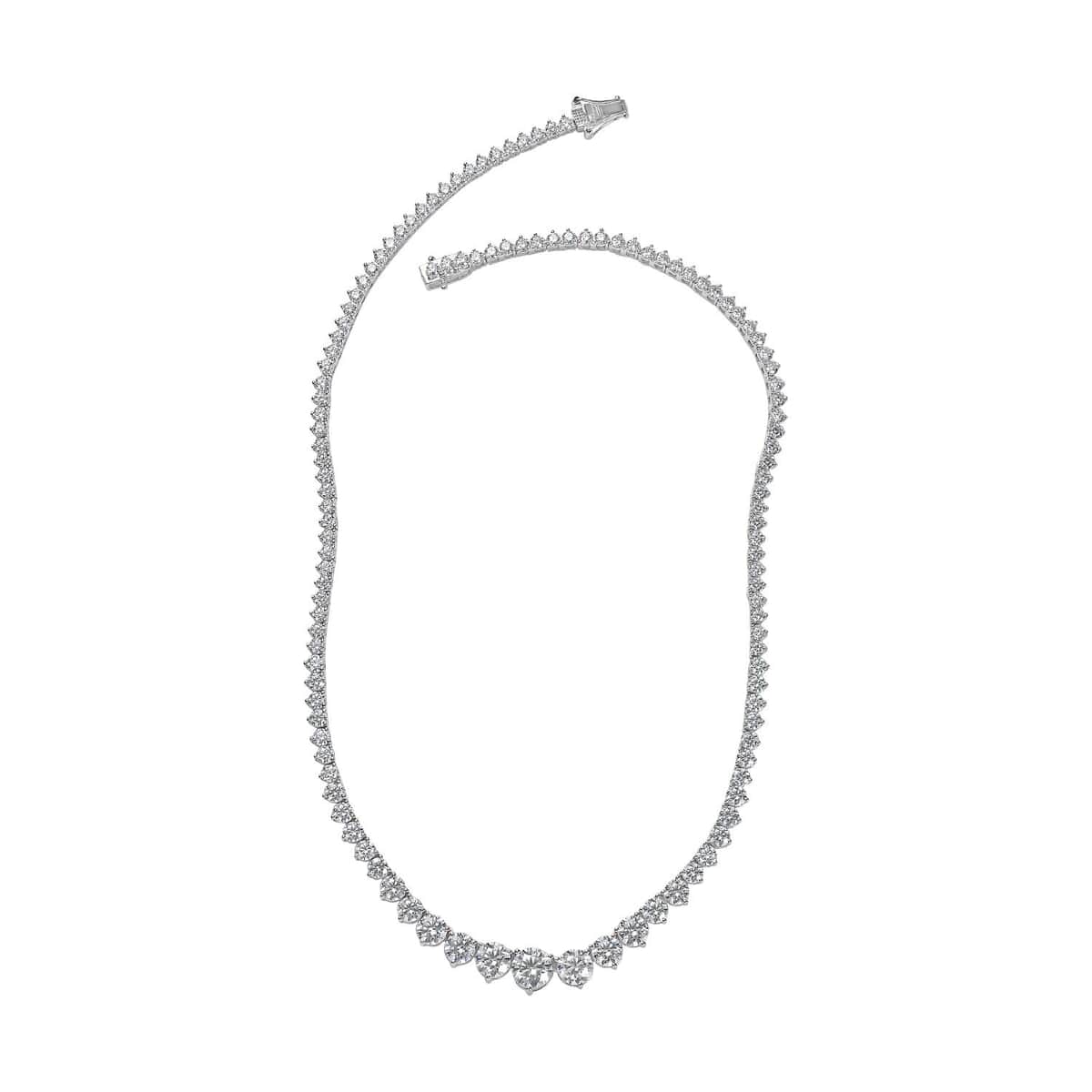 Doorbuster Moissanite Graduate Necklace 18 Inches in Platinum Over Sterling Silver 24.00 ctw image number 0