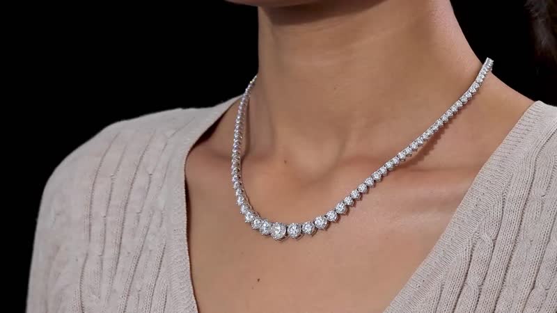 Doorbuster Moissanite Graduate Necklace 18 Inches in Platinum Over Sterling Silver 24.00 ctw