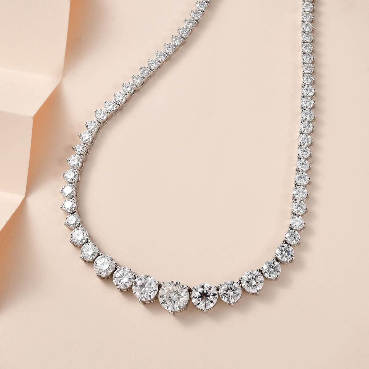 Moissanite Graduate Necklace 18 Inches in Platinum Over Sterling Silver 24.00 ctw image number 1
