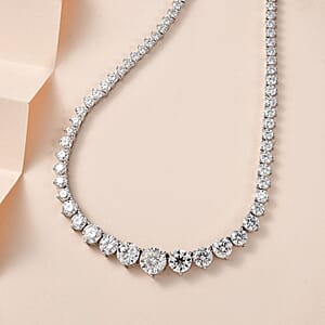 Moissanite Graduate Necklace 18 Inches in Platinum Over Sterling Silver 24.00 ctw