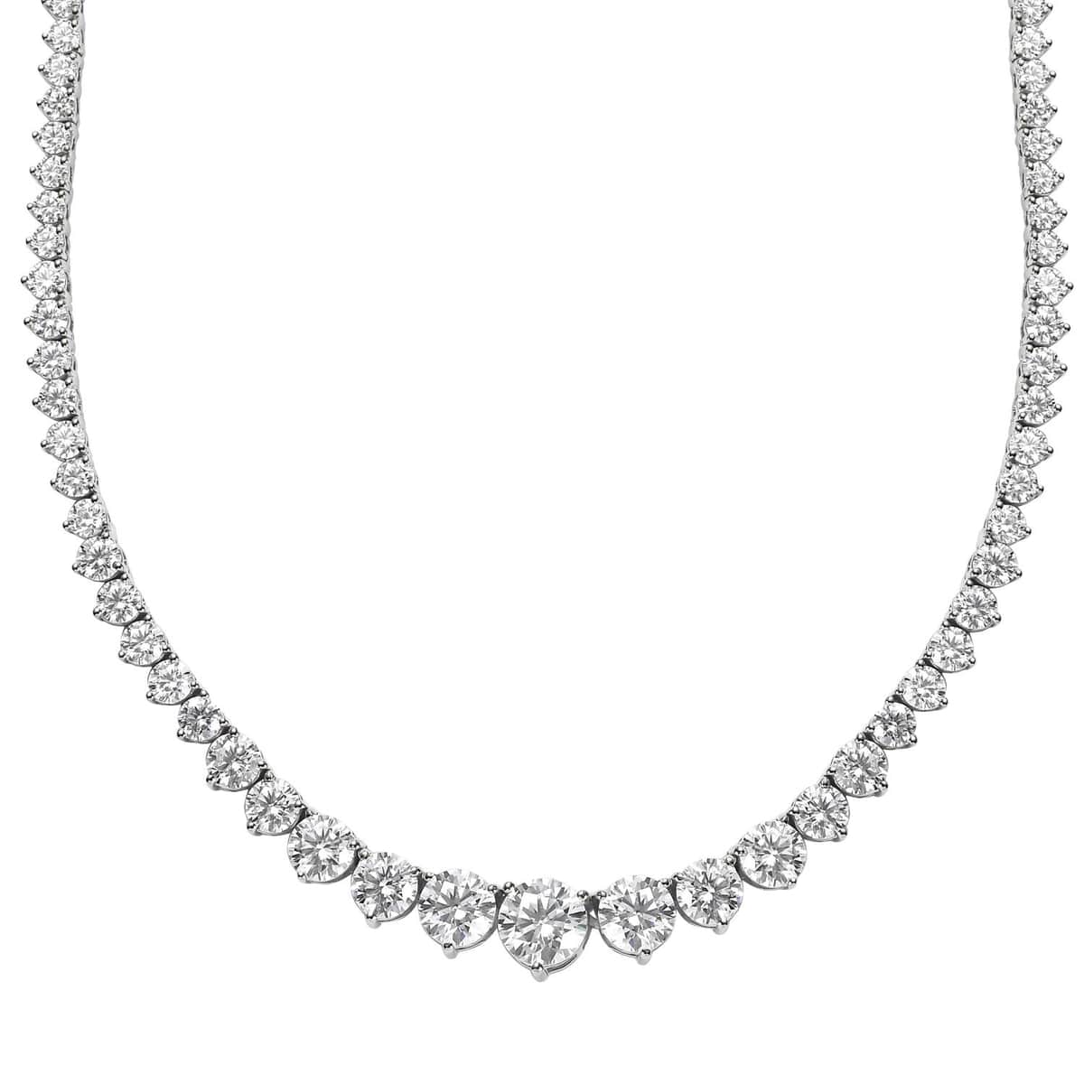 Doorbuster Moissanite Graduate Necklace 18 Inches in Platinum Over Sterling Silver 24.00 ctw image number 3