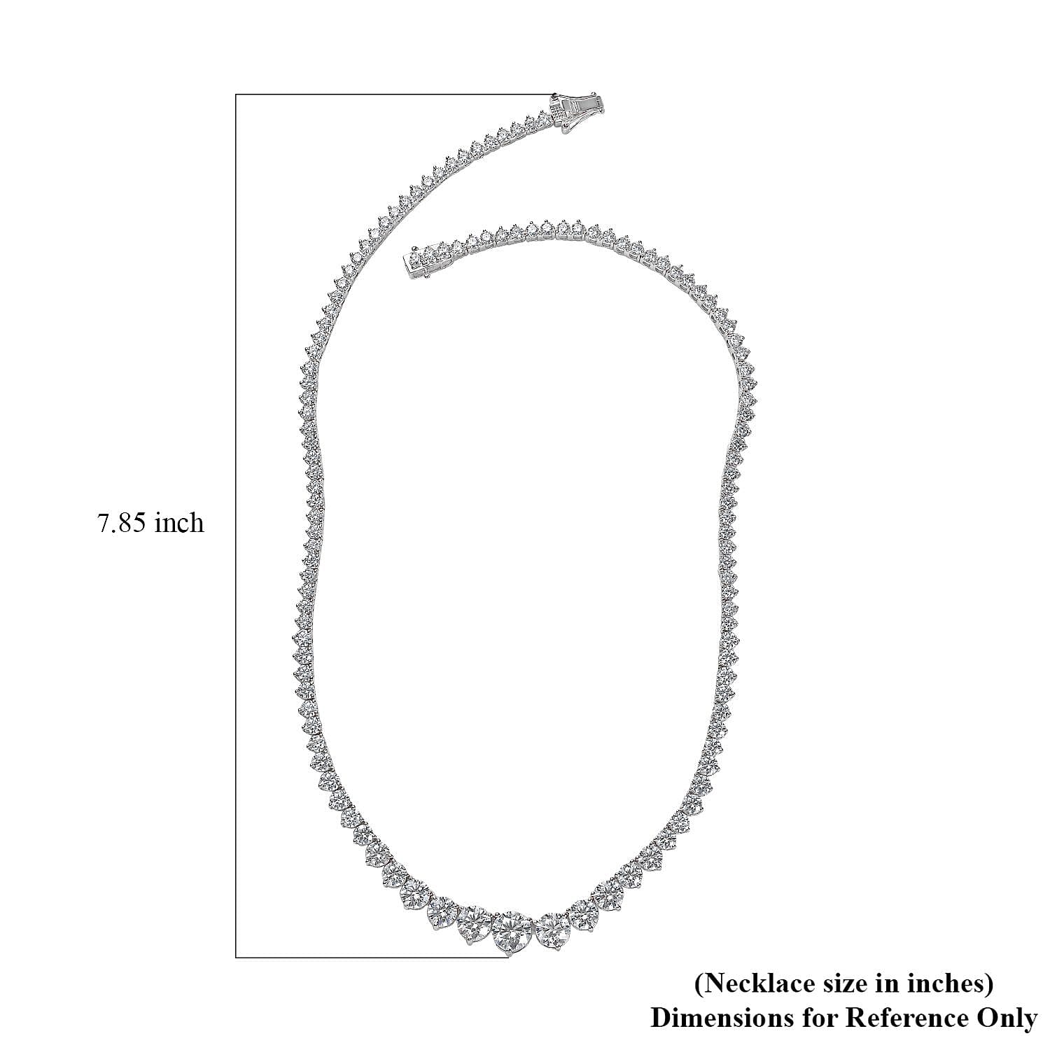 Moissanite Graduate Necklace 18 Inches in Platinum Over Sterling Silver 24.00 ctw