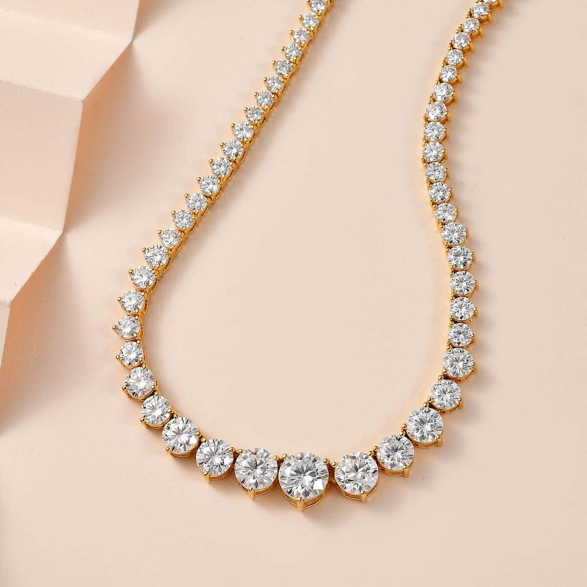 Moissanite Graduate Necklace 18 Inches in Vermeil Yellow Gold Over Sterling Silver 24.00 ctw image number 1