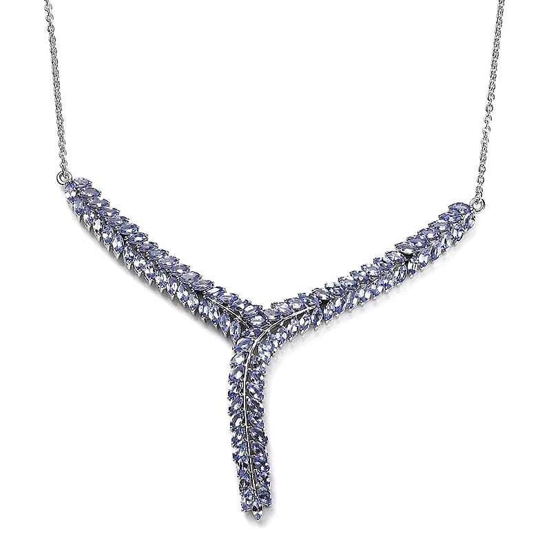 Karis Tanzanite Y-Shape Necklace in Platinum Bond with Stainless Steel Chain 18 Inches 7.65 ctw