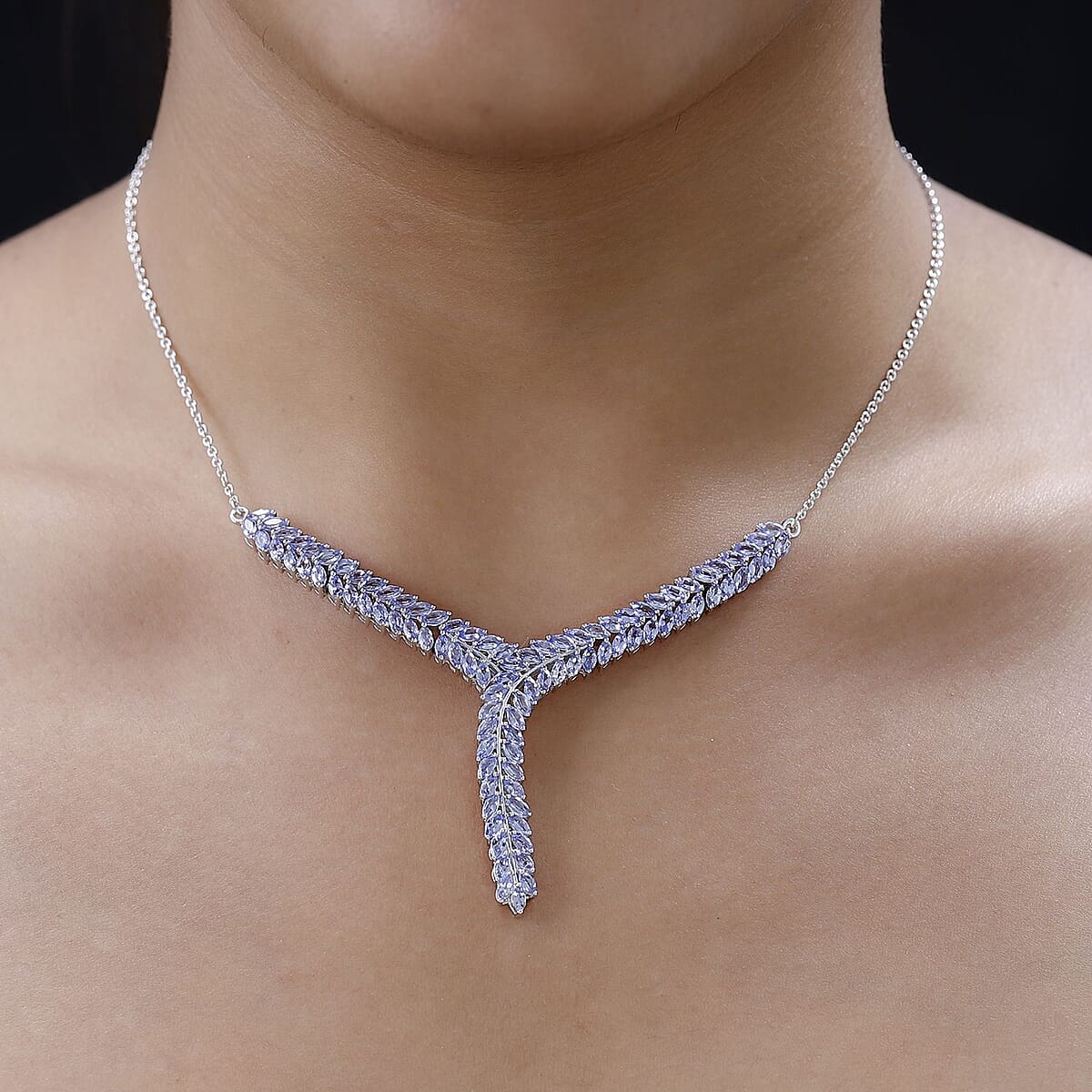 Doorbuster Karis Tanzanite Necklace in Platinum Bond with Stainless Steel Chain 18 Inches 7.65 ctw image number 2