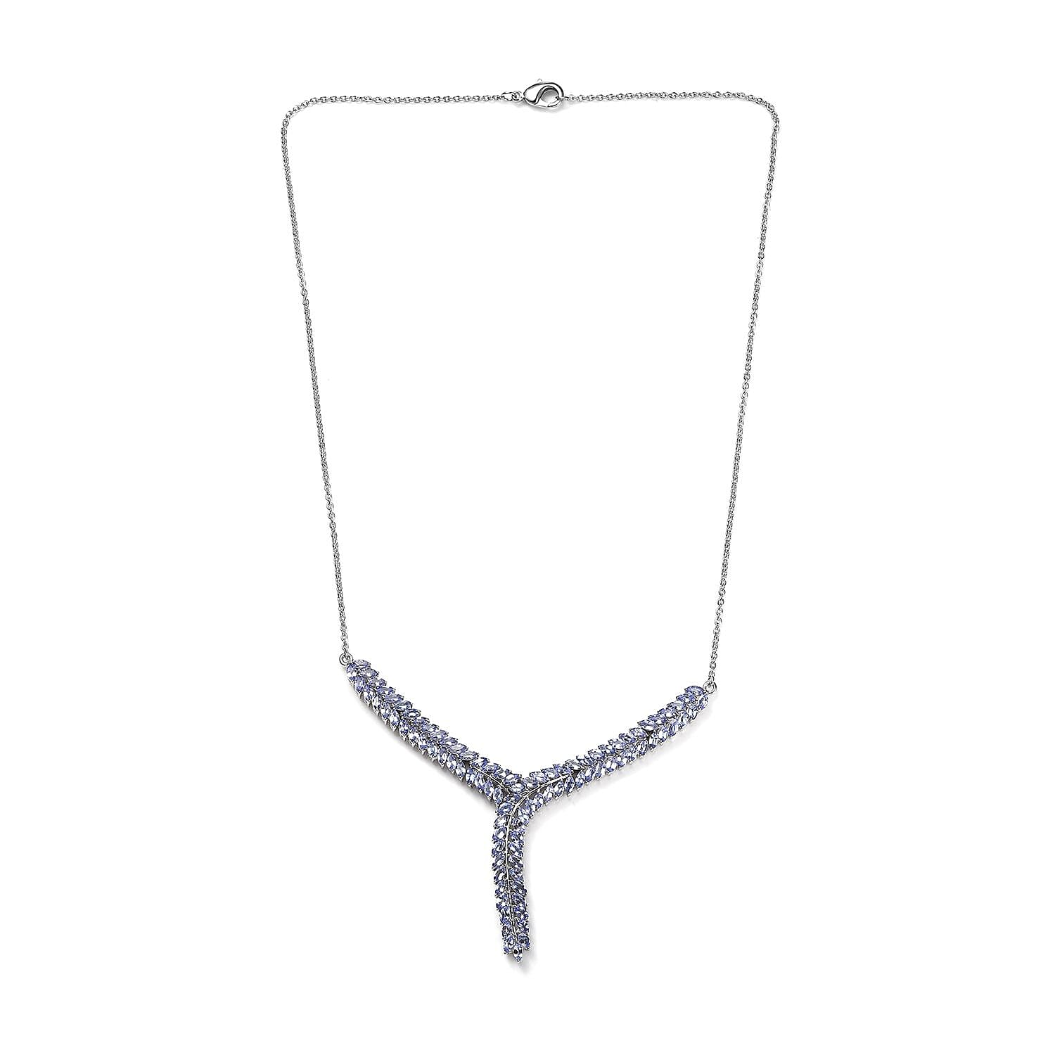 Karis Tanzanite Y-Shape Necklace in Platinum Bond with Stainless Steel Chain 18 Inches 7.65 ctw