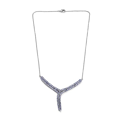 Karis Tanzanite Y-Shape Necklace in Platinum Bond with Stainless Steel Chain 18 Inches 7.65 ctw