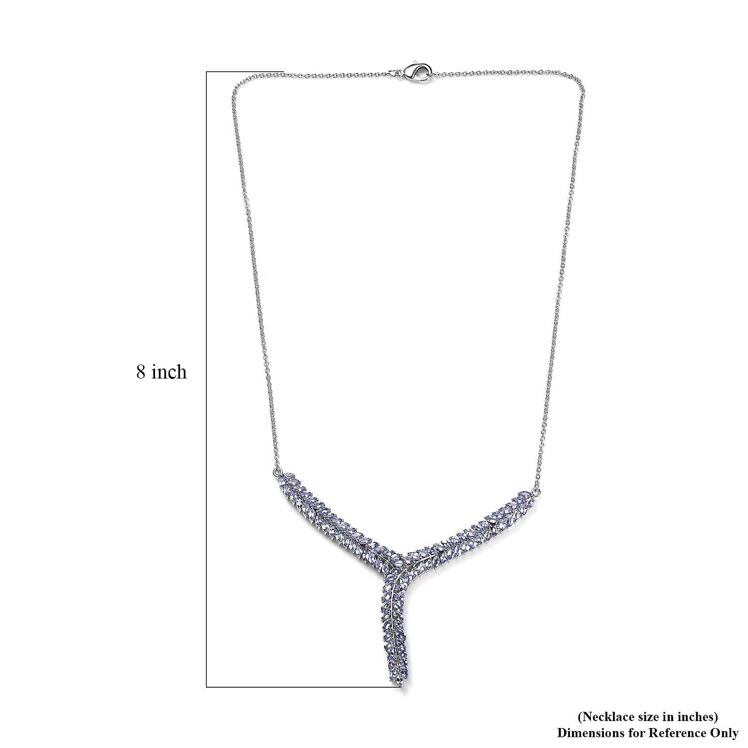 Karis Tanzanite Y-Shape Necklace in Platinum Bond with Stainless Steel Chain 18 Inches 7.65 ctw