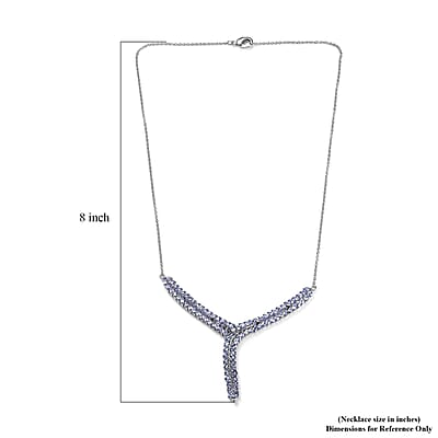 Karis Tanzanite Y-Shape Necklace in Platinum Bond with Stainless Steel Chain 18 Inches 7.65 ctw