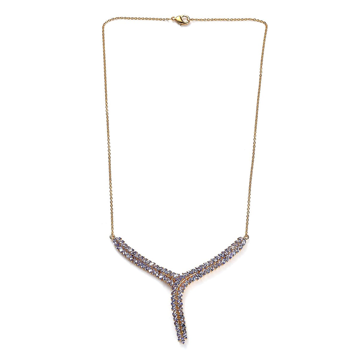 Karis Tanzanite Y-Shape Necklace in 18K YG Plated with ION Plated YG Stainless Steel Chain 18 Inches 7.65 ctw image number 0