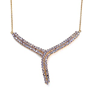 Karis Tanzanite Y-Shape Necklace in 18K YG Plated with ION Plated YG Stainless Steel Chain 18 Inches 7.65 ctw