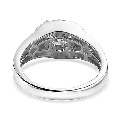 D'Joy Moissanite Men's Ring in Platinum Over Sterling Silver (Size 10.0) 2.00 ctw