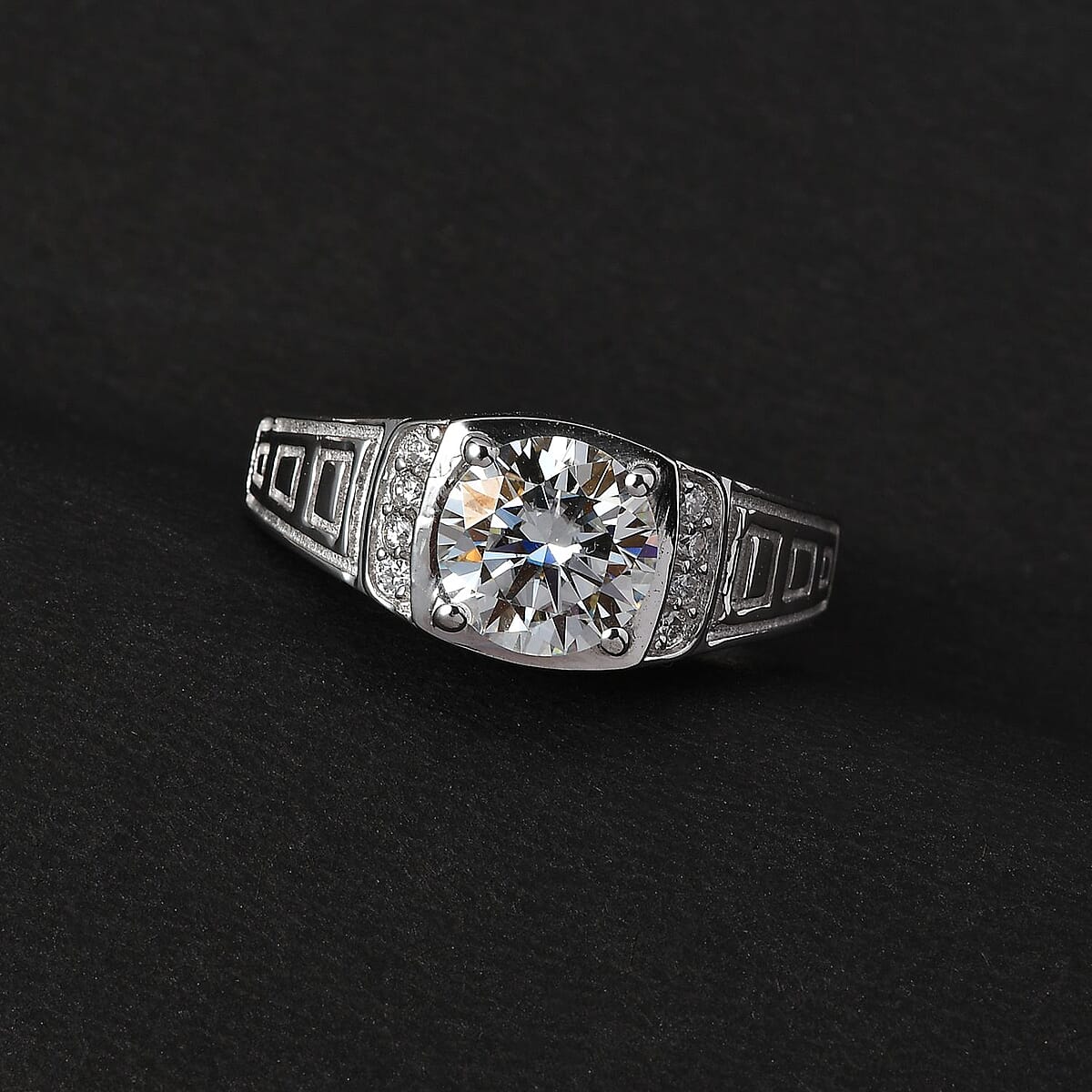 Moissanite Men's Ring in Platinum Over Sterling Silver (Size 13.0) 2.00 ctw image number 1