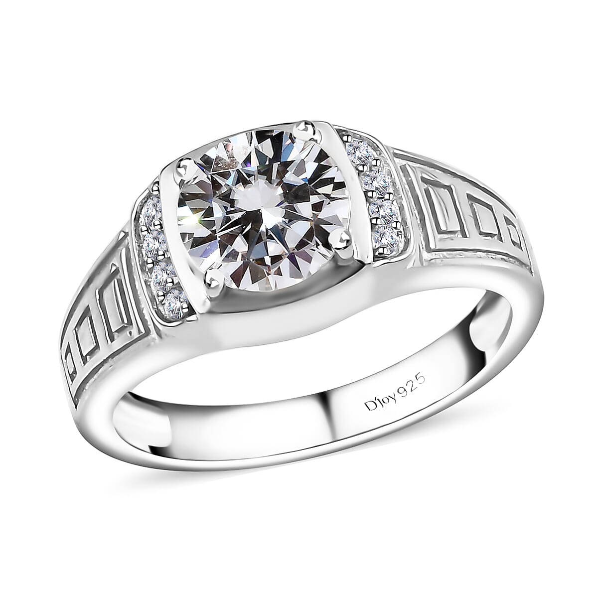 Moissanite Men's Ring in Platinum Over Sterling Silver (Size 9.0) 2.00 ctw