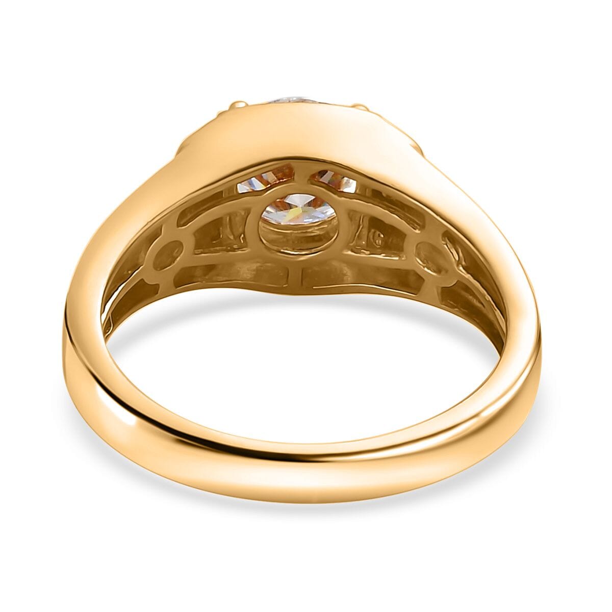 Moissanite (Rnd 8mm) Men's Ring in Vermeil YG Over Sterling Silver (Size 10.0) 2.00 ctw image number 4