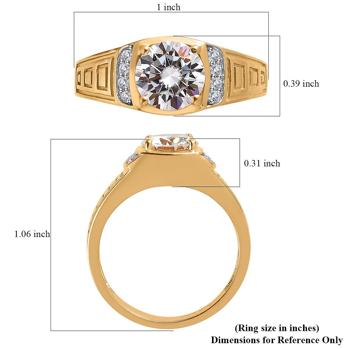 Moissanite Men's Ring in Vermeil Yellow Gold Over Sterling Silver (Size 12.0) 2.00 ctw image number 5