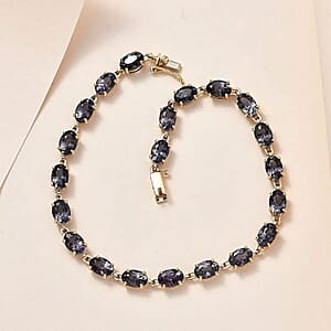 Luxoro AAA Collector Edition Platinum Spinel 10.50ctw Link Bracelet in 14K Yellow Gold (6.50 In)