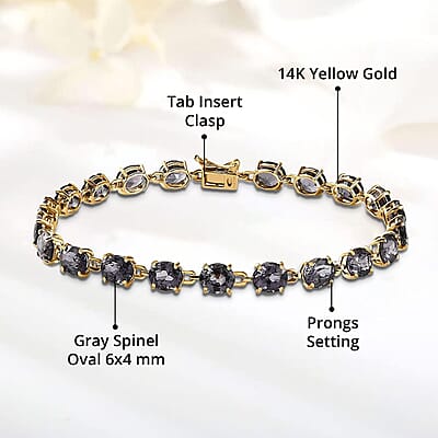 Luxoro AAA Collector Edition Platinum Spinel 10.50ctw Link Bracelet in 14K Yellow Gold (6.50 In)
