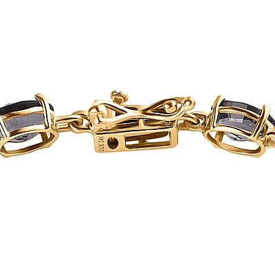Luxoro AAA Collector Edition Platinum Spinel 10.50ctw Link Bracelet in 14K Yellow Gold (6.50 In)