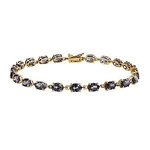 Luxoro AAA Collector Edition Platinum Spinel 12.75ctw Link Bracelet in 14K Yellow Gold (8.00 In)