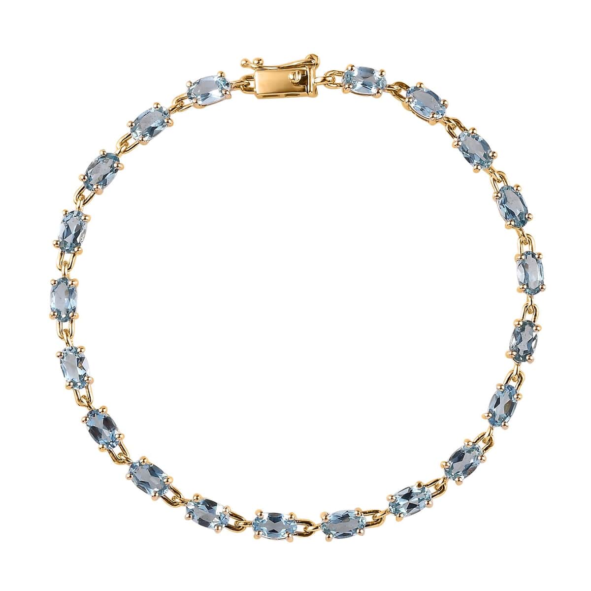 Deanna's Birthday Special Luxoro 14K Yellow Gold AAA Santa Maria Aquamarine Link Bracelet (6.50 In) 4.00 ctw image number 0