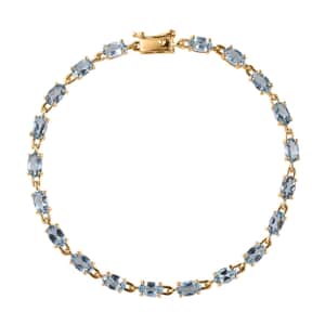 Deanna's Birthday Special Luxoro 14K Yellow Gold AAA Santa Maria Aquamarine Link Bracelet (6.50 In) 4.00 ctw
