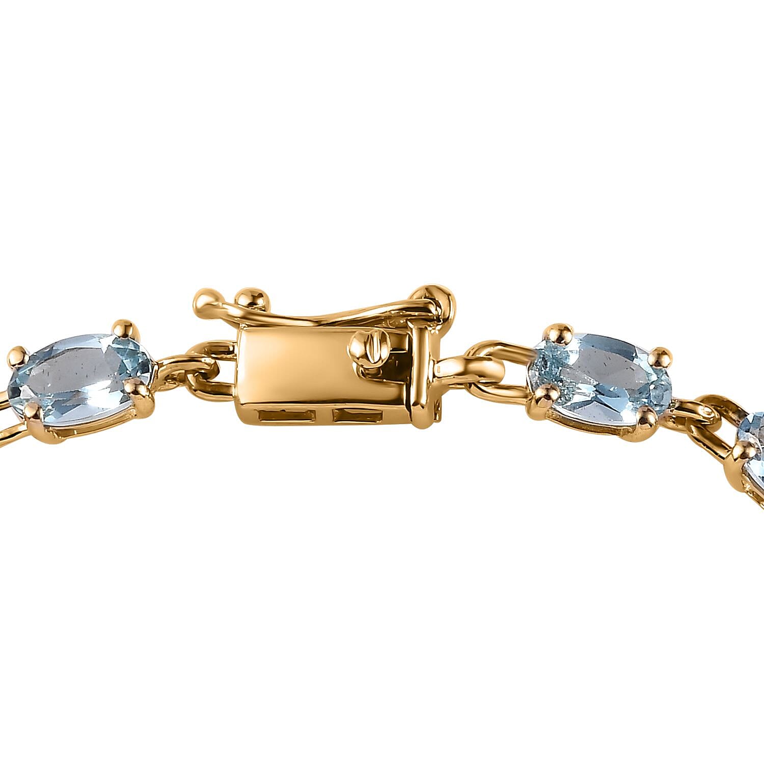 Luxoro AAA Santa Maria Aquamarine 4.00 ctw Link Bracelet in 14K Yellow Gold (6.50 In)