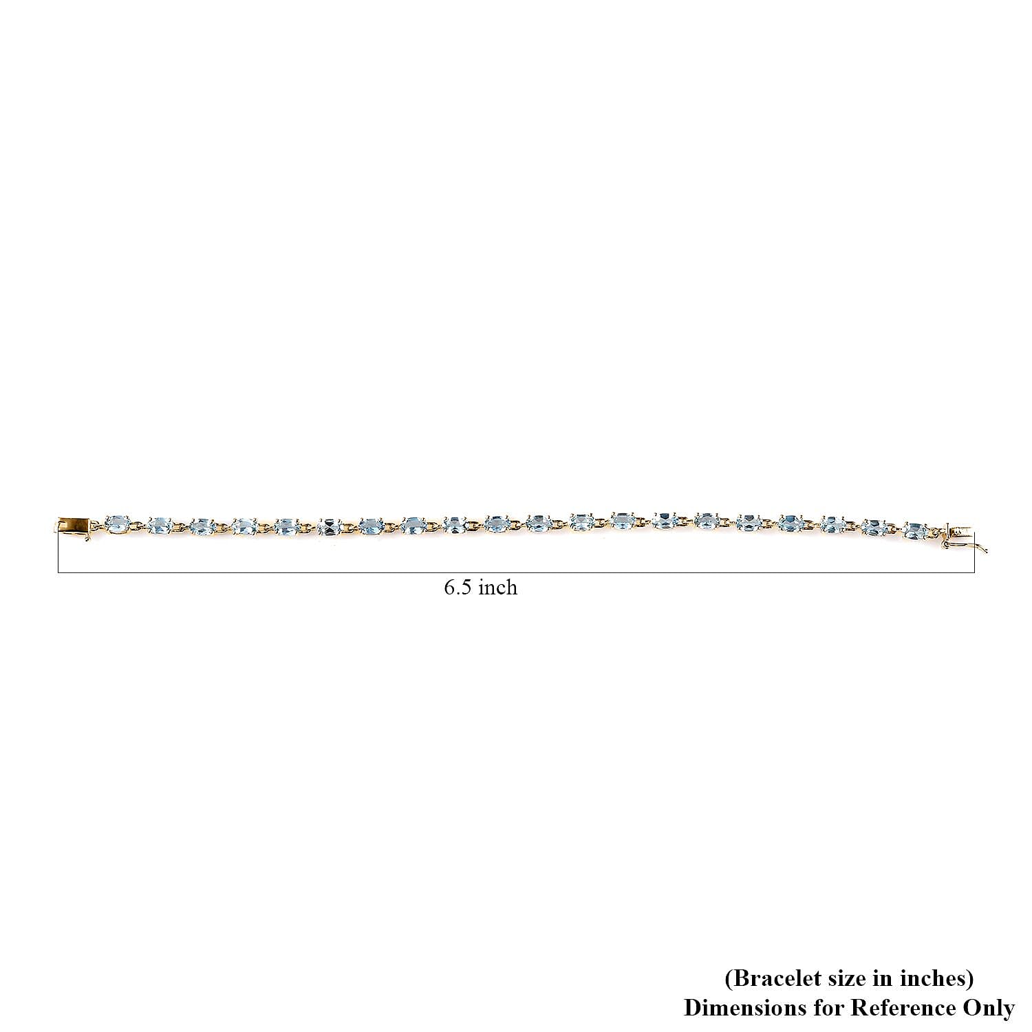 Luxoro AAA Santa Maria Aquamarine 4.00 ctw Link Bracelet in 14K Yellow Gold (6.50 In)