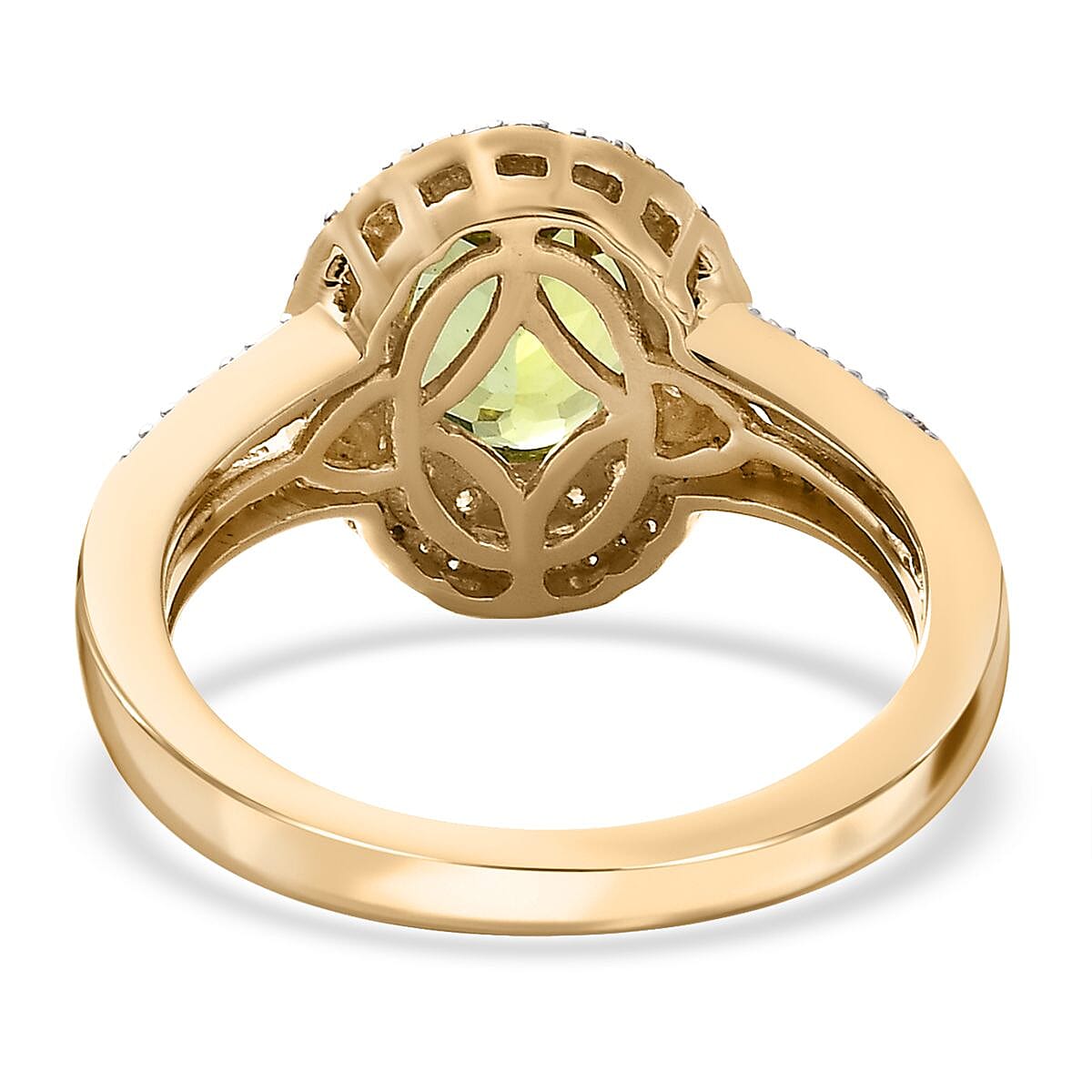 Luxoro Premium Natural Calabar Green Tourmaline and Moissanite 2.70 ctw Ring in 10K Yellow Gold (Size 10.0) image number 4
