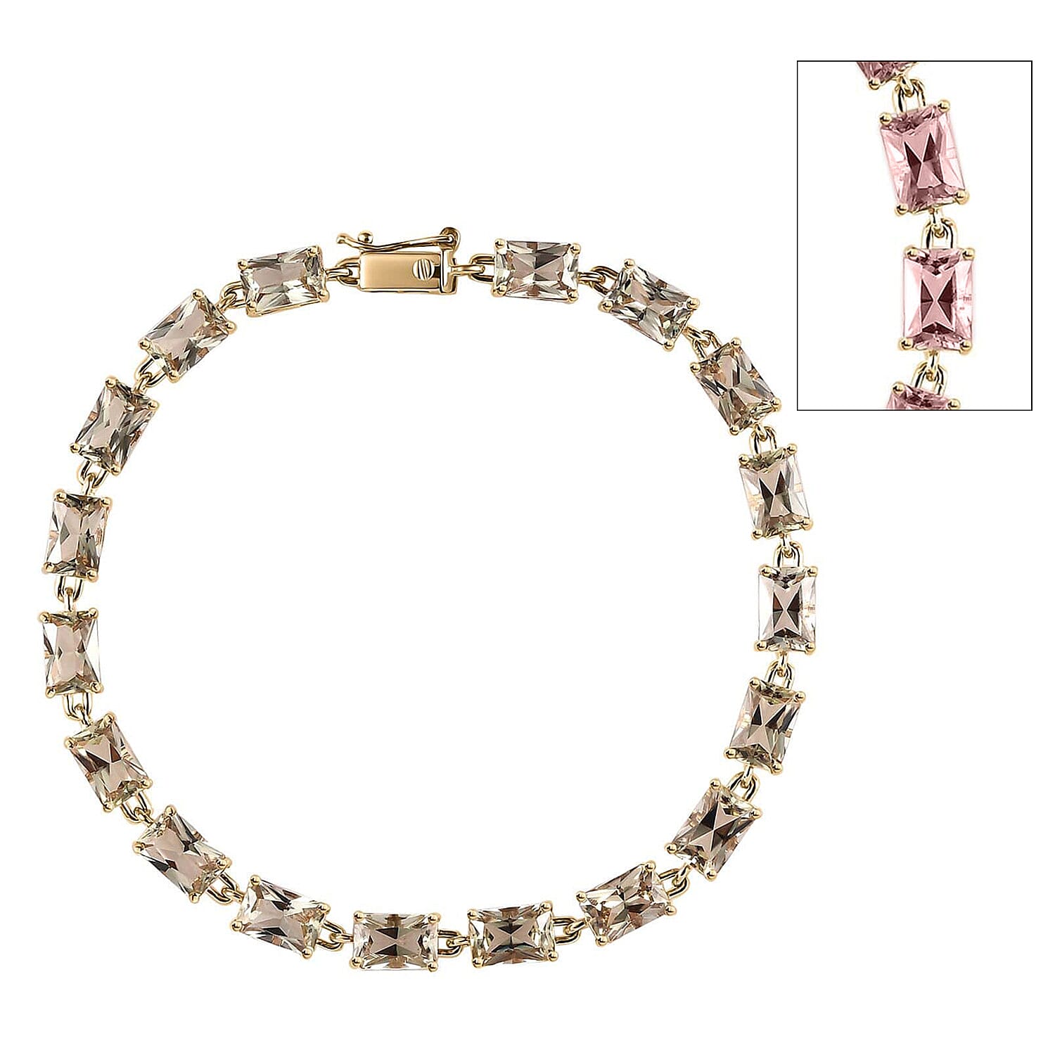Luxoro 10K Yellow Gold AAA Turkizite Link Bracelet (6.50 In) 10.65 ctw