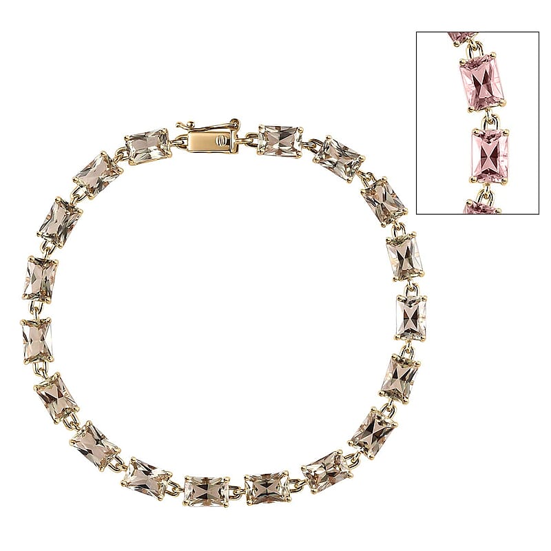 Luxoro 10K Yellow Gold AAA Turkizite Link Bracelet (6.50 In) 10.65 ctw