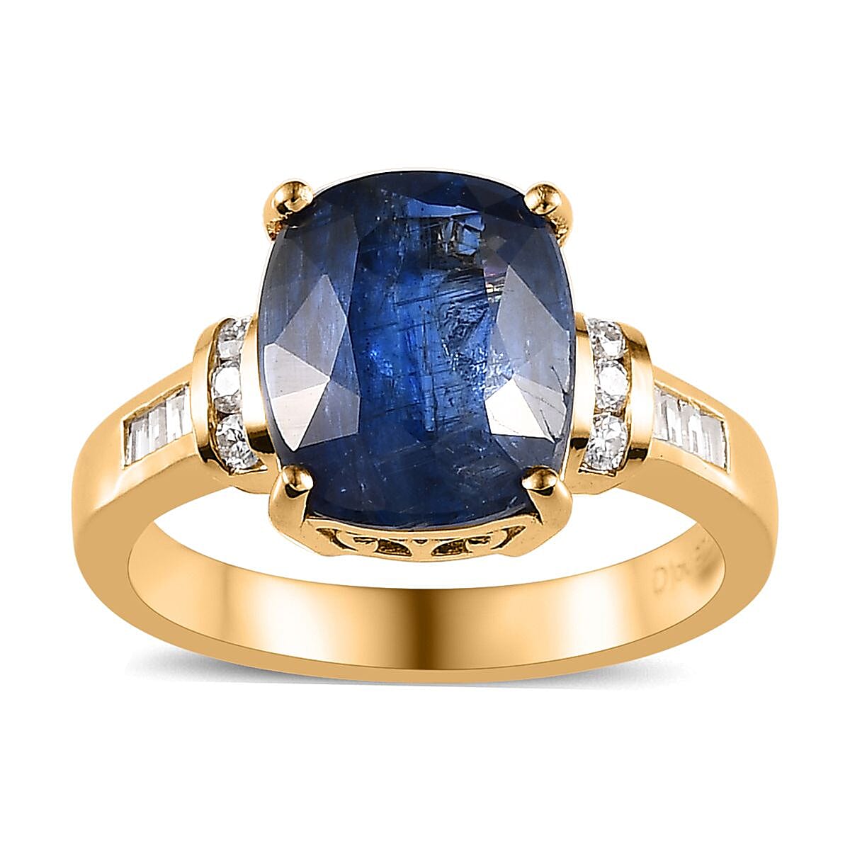 Kashmir Kyanite and Moissanite Ring in Vermeil Yellow Gold Over Sterling Silver (Size 10.0) 5.50 ctw