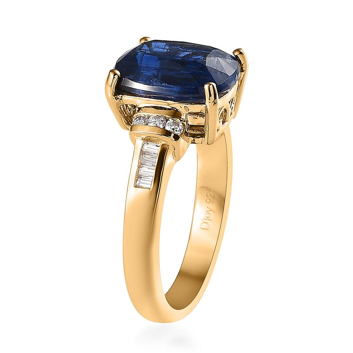 Doorbuster Kashmir Kyanite and Moissanite Ring in Vermeil Yellow Gold Over Sterling Silver 5.00 ctw image number 3