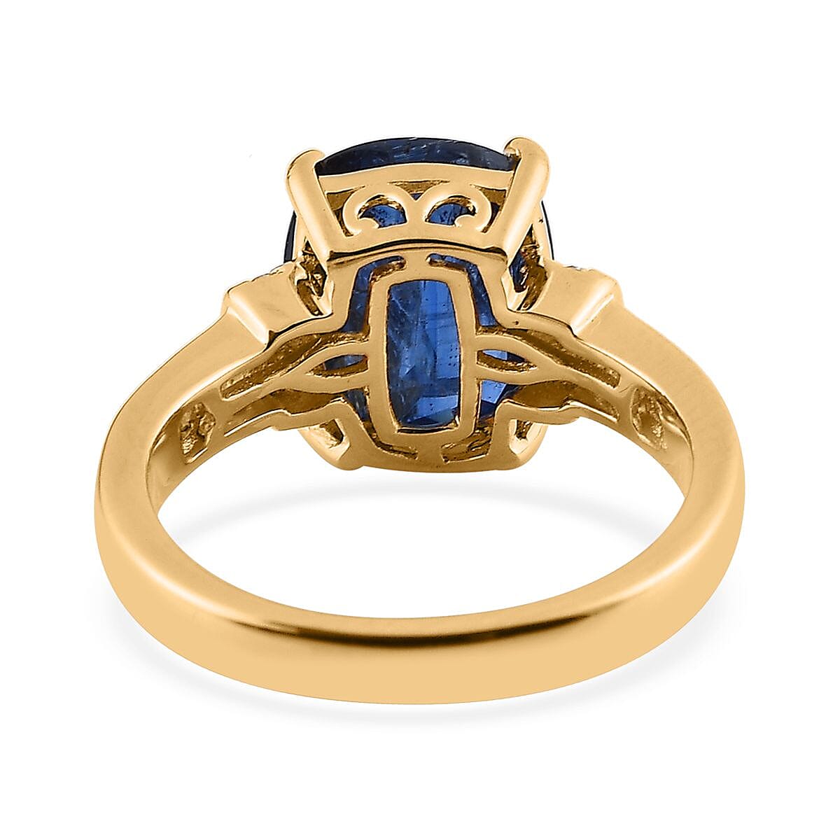Doorbuster Kashmir Kyanite and Moissanite Ring in Vermeil Yellow Gold Over Sterling Silver 5.00 ctw image number 4