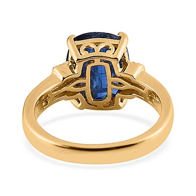 Kashmir Kyanite and Moissanite Ring in Vermeil Yellow Gold Over Sterling Silver (Size 10.0) 5.50 ctw