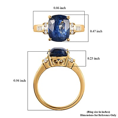Kashmir Kyanite and Moissanite Ring in Vermeil Yellow Gold Over Sterling Silver (Size 10.0) 5.50 ctw