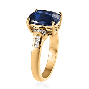 Kashmir Kyanite and Moissanite Ring in Vermeil Yellow Gold Over Sterling Silver (Size 8.0) 5.50 ctw