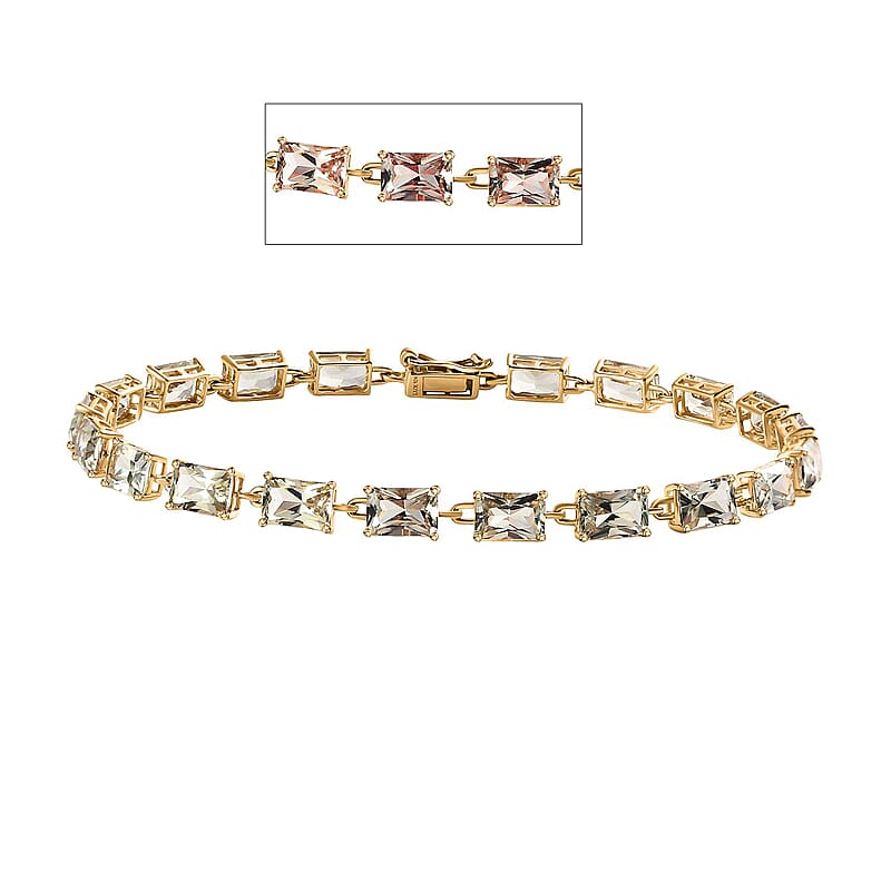 Luxoro 10K Yellow Gold AAA Turkizite Link Bracelet (7.25 In) 11.85 ctw