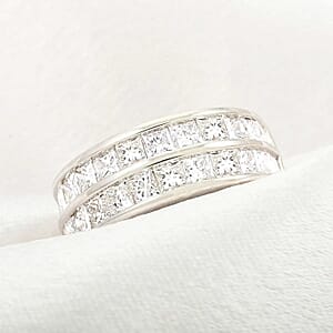NY Closeout 14K White Gold G-H I1-I2 Diamond Half Eternity Band Ring (Size 10.0) 5.10 Grams 2.00 ctw