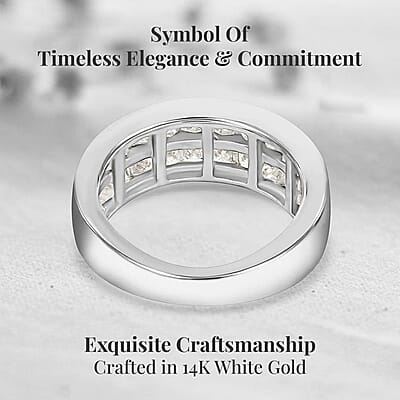 NY Closeout 14K White Gold G-H I1-I2 Diamond Half Eternity Band Ring (Size 10.0) 5.10 Grams 2.00 ctw