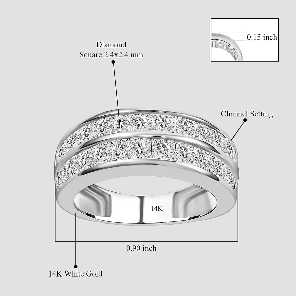 14K White Gold G-H I1-I2 Diamond Half Eternity Band Ring 5.10 Grams 2.00 ctw image number 4