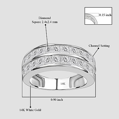 NY Closeout 14K White Gold G-H I1-I2 Diamond Half Eternity Band Ring (Size 10.0) 5.10 Grams 2.00 ctw