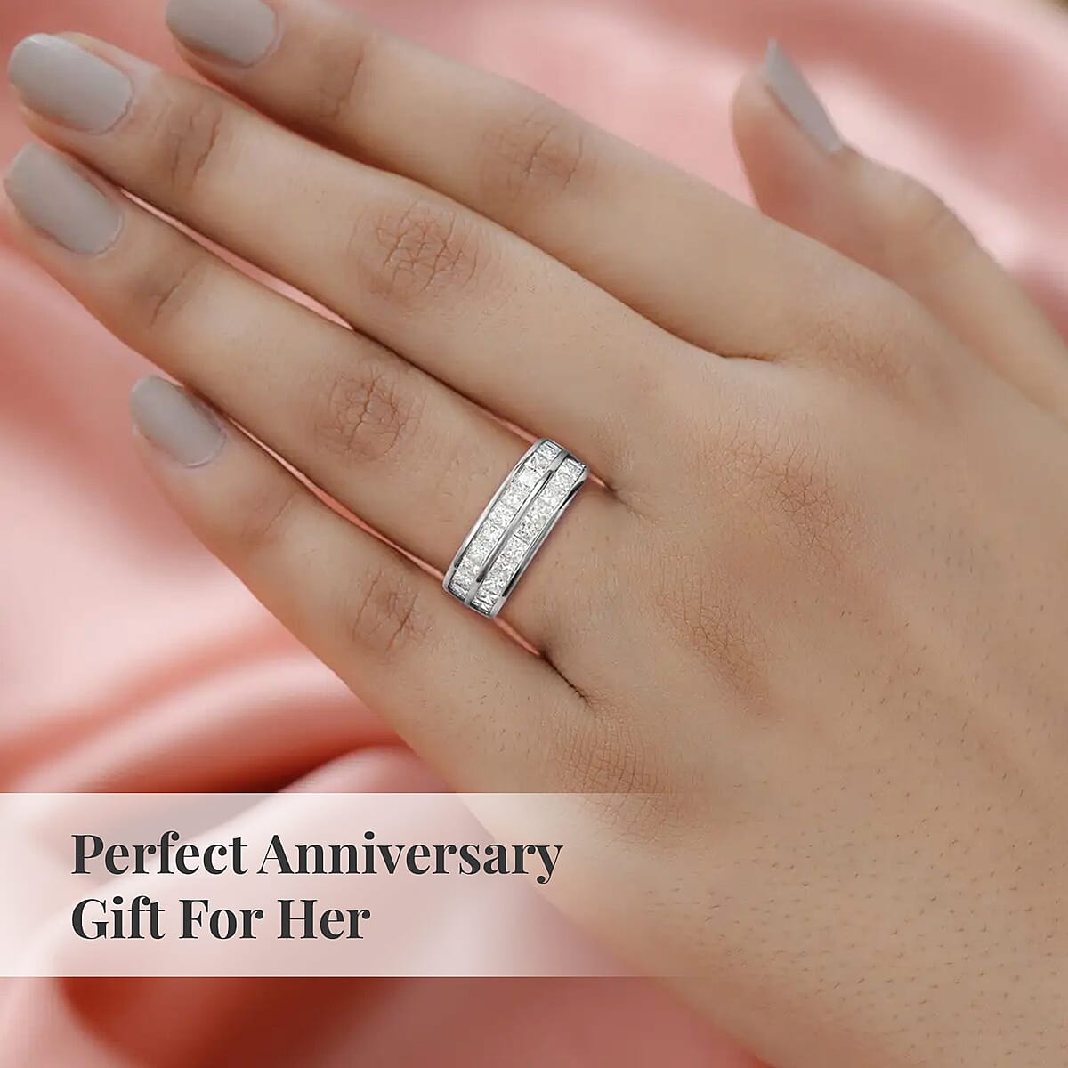14K White Gold G-H I1-I2 Diamond Half Eternity Band Ring 5.10 Grams 2.00 ctw image number 5