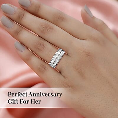 NY Closeout 14K White Gold G-H I1-I2 Diamond Half Eternity Band Ring (Size 10.0) 5.10 Grams 2.00 ctw