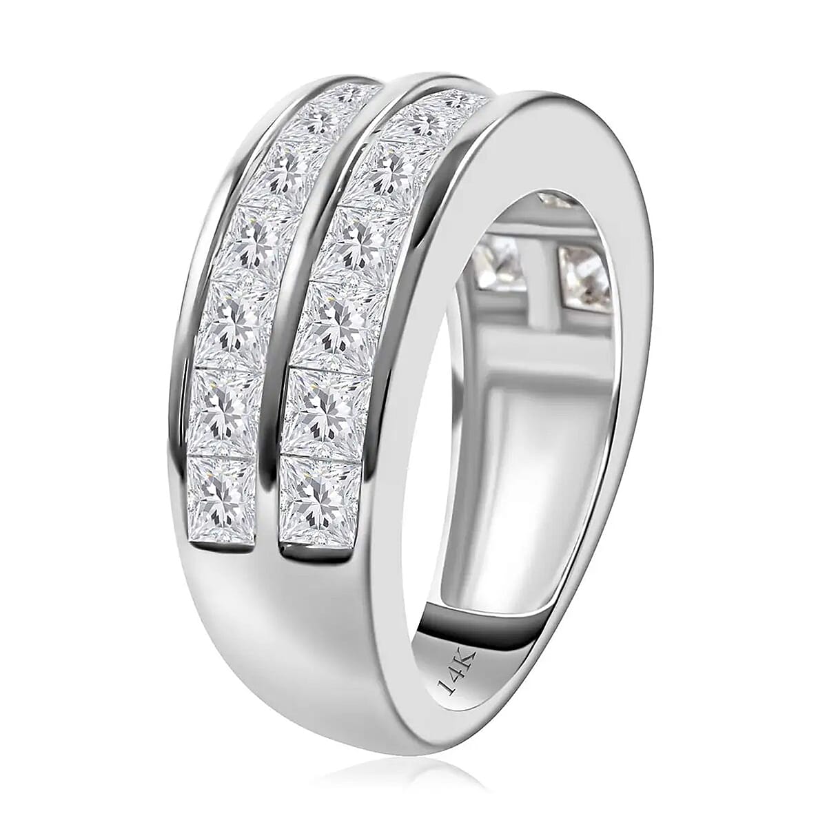 14K White Gold G-H I1-I2 Diamond Half Eternity Band Ring 5.10 Grams 2.00 ctw image number 7