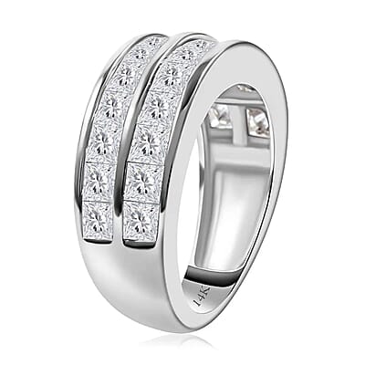NY Closeout 14K White Gold G-H I1-I2 Diamond Half Eternity Band Ring (Size 10.0) 5.10 Grams 2.00 ctw